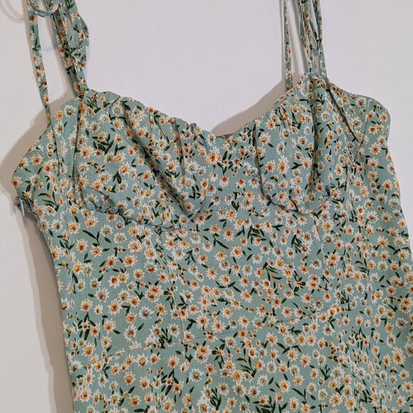 SHEIN Sage Green Floral Spaghetti Strap Mini Tank Dress; Size S - Picture 2 of 5